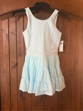 Abercrombie Kids Sleeveless Light Blue YPB Active Tiered Mini Dress youth 7/8